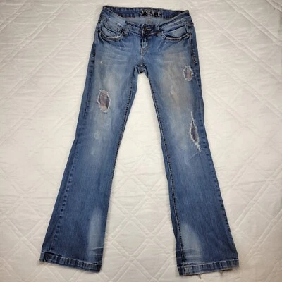 TRUCE distressed bootcut blue jeans size 9 juniors - Image 1 of 4