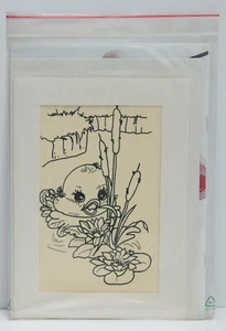 Seiden-Passepartout-Karte Motiv- "Entchen" Gutta , Seidenmalerei - Bild 1 von 2