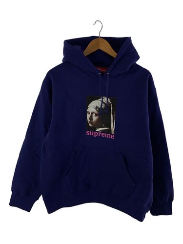 Felpa Supreme con cappuccio M cotone stampa viola usata