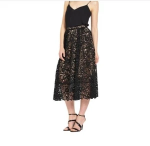 BNWT Warehouse Black Lace Prom Midi Skirt Size UK12 - - Picture 1 of 2