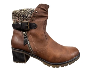 Spring Step Vegan Leather Brown Buckle Heeled Ankle Boots Size EU 42 US 10.5 -11 - Picture 1 of 13