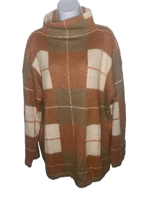 Suéter De Colección Adrienne Vittadini Gran Tamaño Mezcla Mohair Cuadros Cuello Alto Talla L Foto 1 de 4
