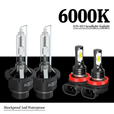 For Infiniti FX35 2006-2010 2011 2012 HID Headlight Led Fog Light Bulbs 6000K 4x - Image 1 of 4