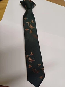 Corbata con clip para niños ánade real bordado seda hecha a mano - Imagen 1 de 3