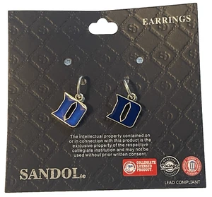 Duke Blue Devils Women's Team Logo Dangle D Pierced Earrings Sandol NCAA - Picture 1 of 7