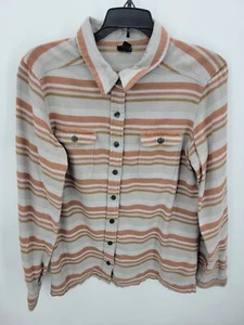 Patagonia Top Womens 8 Gray Stripe Flannel Long Sleeve Button Up Outdoor Casual - Picture 1 of 8
