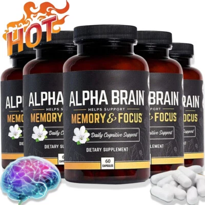 Alpha Brain Memory & Focus 60 капсул добавка для мужчин и женщин 1-5 бутылок 2025 - Изображение 1 из 4