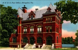Linen Postcard US Post Office Abingdon Virginia VA UNP - Picture 1 of 2