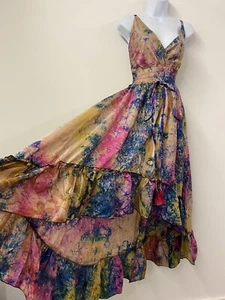 Vintage Dress Silk Indian Festival One Size Fairy Tie Dye Boho Folk Maxi Gypsy - Picture 1 of 18