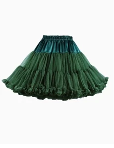 Green Tulle Tutu Lace Skirt, Elastic Waist, A Line Mini w Ruffles, Petticoat - Picture 1 of 2