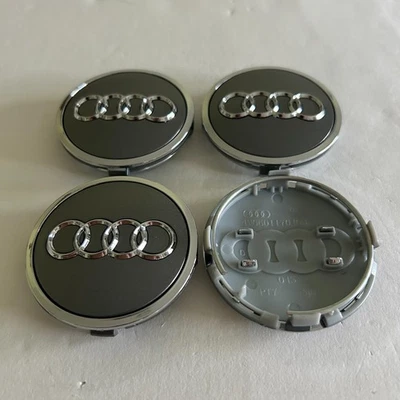 Gray Chrome Wheel Center Hub Caps 69mm Set of 4 for Audi A3 A4 A6 Q3 Q5 TT - Image 1 of 4