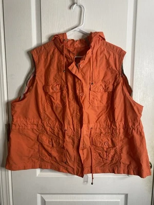Caribbean Joe Para Mujer Algodón Nylon Naranja Chaleco con Capucha Bolsillos Cremallera Frontal 3XL EN MUY BUENA CONDICIÓN Foto 1 de 4