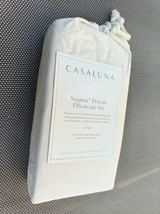 Casaluna King Supima Percale Pillowcase Set Natural Soft Cotton NEW - Picture 1 of 7
