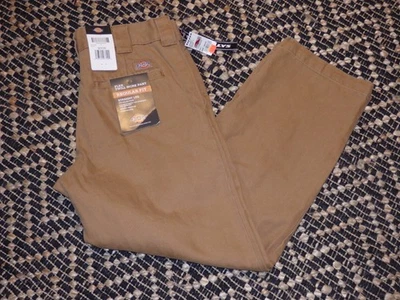 Pantalones de trabajo Dickies de sarga para hombre pierna recta ajuste regular flex bronceado 32x30" nuevos con etiquetas Foto 1 de 4