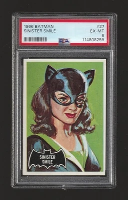 1966 Topps BATMAN #27 Sinister Smile Catwoman RC Rookie Card Ex-Mt PSA 6 - Image 1 of 2