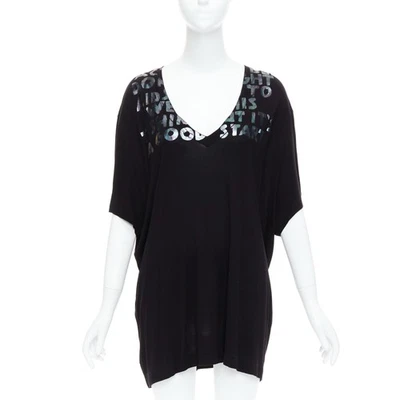 MARTIN MARGIELA MM6 AIDS silver holographic black tunic tshirt top - Image 1 of 4
