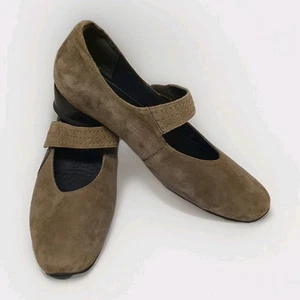 Kumfs/ Ziera Sz 41.5 Khaki Suede Leather Comfort Shoes . Rip Tape Closure - Picture 1 of 6