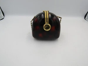 Borsello scatola vintage Lucite tartaruga con catena e chiusura oro - mod retrò - Foto 1 di 12