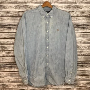 Vintage Polo Ralph Lauren Jeanshemd Herren XL blau helle Waschung Classic Fit 90er - Bild 1 von 8