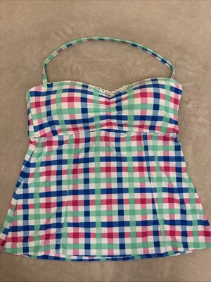 CROWN & IVY Mujeres Azul Verde Sin Mangas ACOLCHADO Traje de Baño Tankini Top Talla MEDIANA Foto 1 de 4