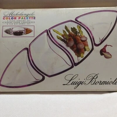 Luigi Bormioli Purple / Amethyst Four Piece Sectional Serving Dish Set ITALY - Image 1 of 4