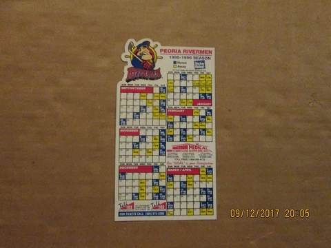 IHL Peoria Rivermen Vintage Circa 1995-1996 Team Logo Hockey Magnet Schedule Cover