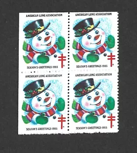 US CHRISTMAS SEALS 1985 BLOCKOF 4 MINT NH OG SNOWMAN - Picture 1 of 1