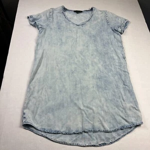 Velvet Heart Chambray Shirt Dress Blue Short Sleeve Acid Wash Casual Soft LARGE - Picture 1 of 10