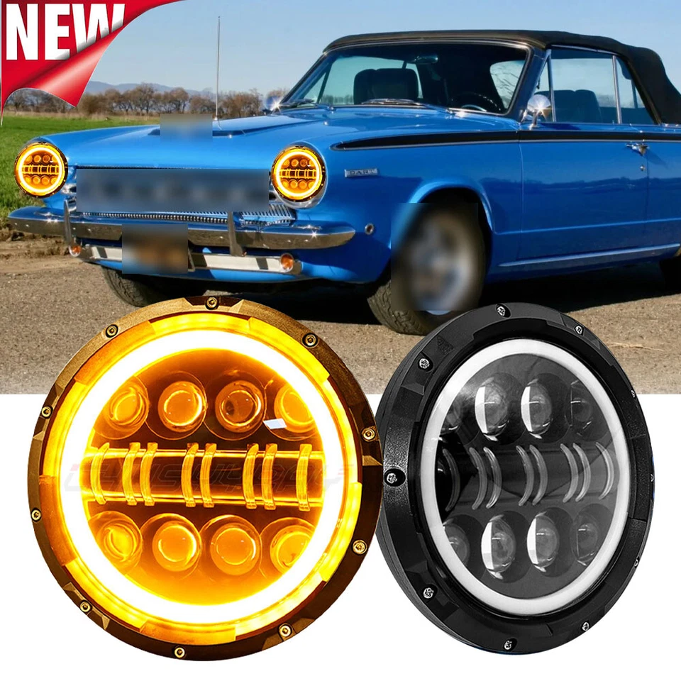 Par de faros redondos de 7 pulgadas para Dodge Dart 1964-1976 combo haz alto/bajo DRL Foto 1 de 4