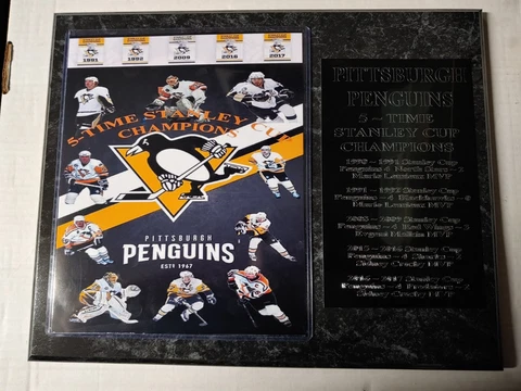 Pittsburgh Penguins 5x Stanley Cup Champions plaque. New Lower Pricing!!! Cover