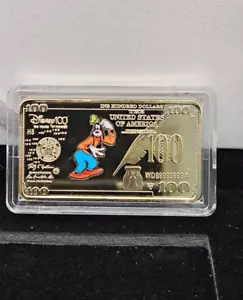 Moneda Ficha de Oro Goofy Disney Incluye Caja de Exhibición Mickey Mouse Crew - Imagen 1 de 4
