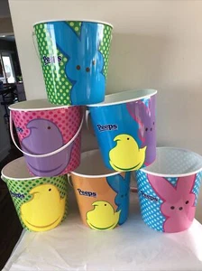 Set of 6 Marshmallow PEEPS Bunny Easter Baskets Pails - Chicks + Bunnies - NEW! - Picture 1 of 12