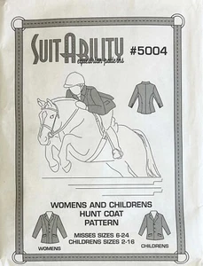 Suitability #5004 Pattern Womens (Sz 6-24) & Childrens (Sz 2-16) Hunt Coat - Picture 1 of 2