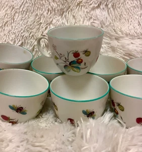 royal worcester flameproof porcelain strawberry fair cups set of 8 - Picture 1 of 8