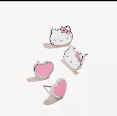 NUEVO Juego de Dúo Pendientes Alex & Ani Rosa Hello Kitty Sanrio Plata Esterlina! Limited Foto 1 de 3
