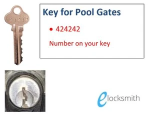 Key for swimming pool gates fence safety Lock key 424242 - FREE POST - Picture 1 of 2