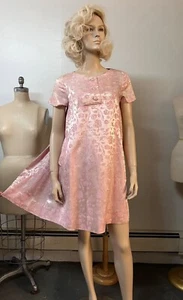 Sweet Vintage 1960s Pink Poly Rayon Bend Summer Floral Babydoll Dress B 36 - Picture 1 of 15