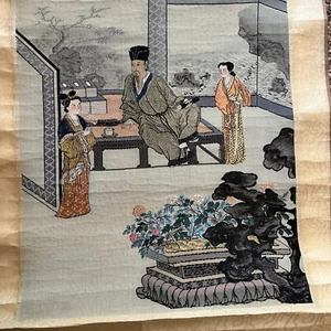 Rollo de papel de seda de pintura bordada china vintage peonías blancas, familia, LG - Imagen 1 de 22