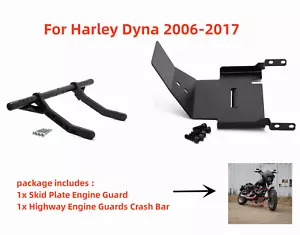 For Harley Dyna Street Bob 2006-17 Highway Engine Guards Crash Bar & Skid Plate - Picture 1 of 11