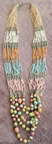 VETEMENTS Collana donna con perline multifilo pastello 30"