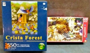 Lot of 2 Jigsaw Puzzles Karmin Bluebird Garden Home & Puzzlebug Vintage Jewelry - Picture 1 of 9