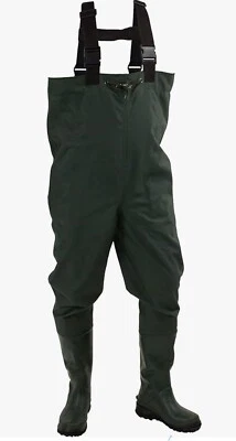 FROGG TOGGS Cascades 2-ply Poly/Rubber Bootfoot Chest Wader Men’s Size 10 Green - Image 1 of 4