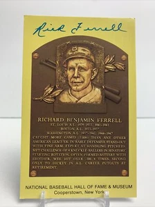 Rick Ferrell - Signed Yellow Hall of Fame 3.5" x 5.5" postcard plaque - Picture 1 of 2