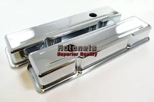 Chrome Steel Short Valve Cover 283-305-307-327-350SBC SmallBlock Chevy-No Baffle - Picture 1 of 2