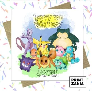 Personalised Pokemon Pikachu Friends Birthday Card Son Daughter Nephew Niece AEI - Picture 1 of 3