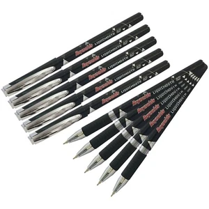10 x 0.7mm REYNOLDS Liquismooth BLACK Ballpoint Pens Stylish Body Rubber Grip - Picture 1 of 11