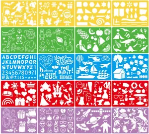 20 Pcs Drawing Stencils Set for Kids,Large Plastic Stencil Kit 300+ Patterns Dra - Picture 1 of 7