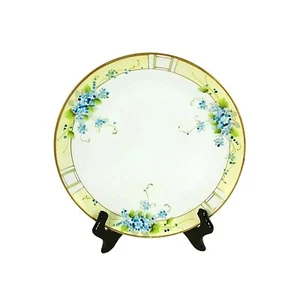 Plato Decorativo Nipón Azul Floral Ramos Borde Dorado Pintado a Mano 9" - Imagen 1 de 5