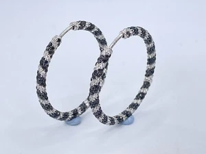 18ct White Gold 2.5ct Black & White Diamond Hoop Earrings. Goldmine Jewellers - Picture 1 of 12