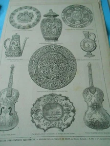 Gravure 1877 - Histoire de la Faience de Delft - Picture 1 of 1
